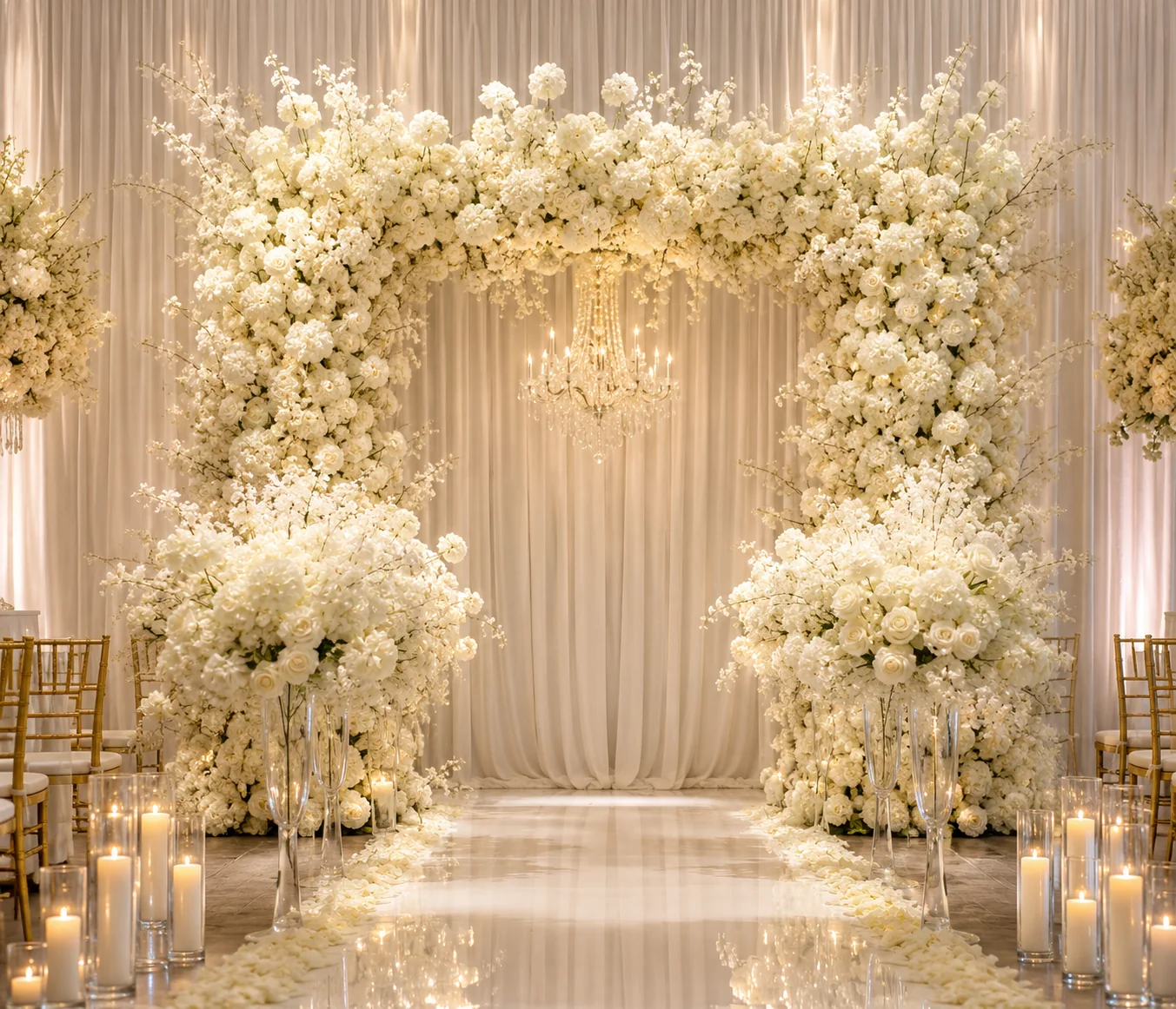 Luxury white floral wedding backdrop