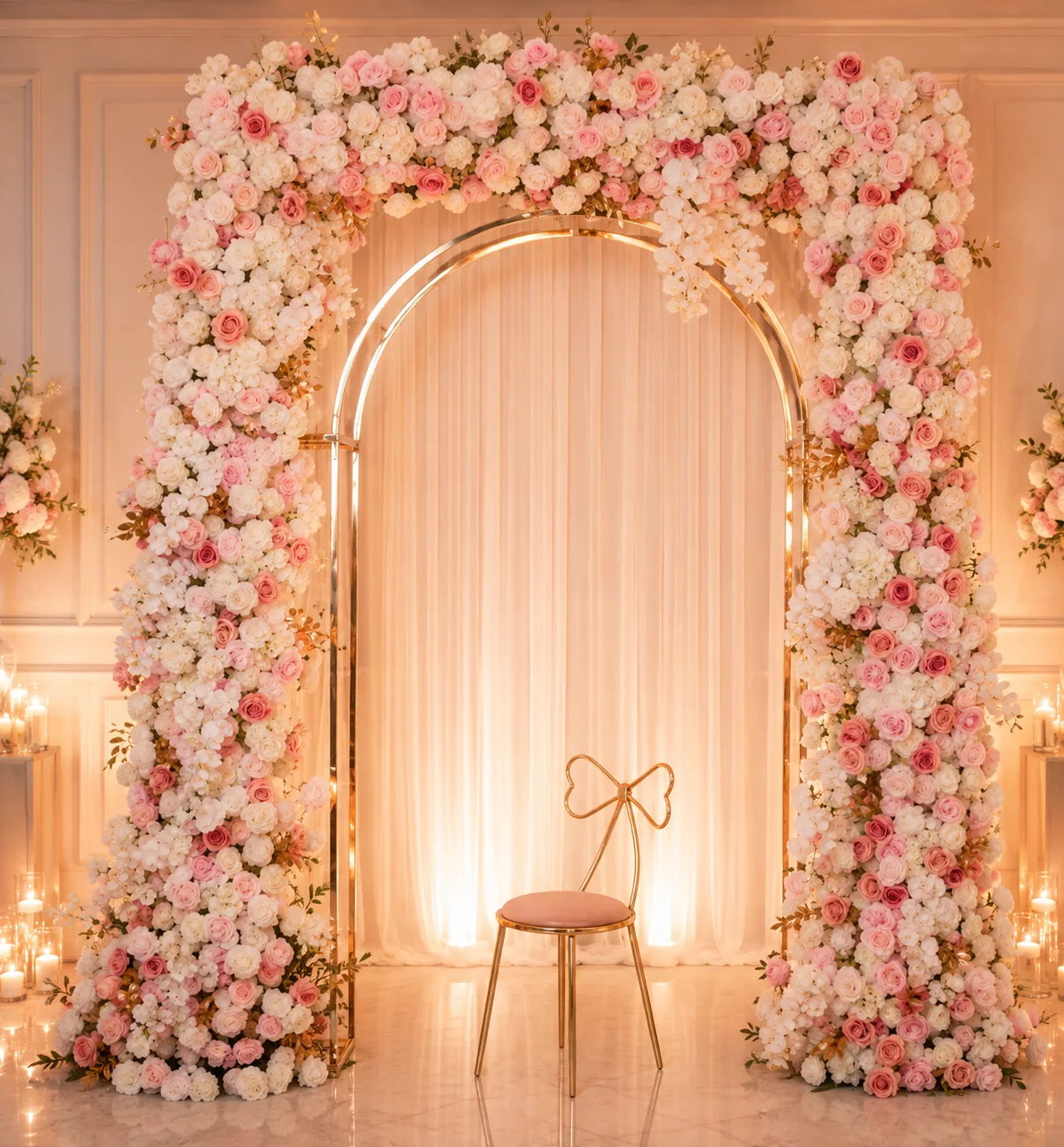Pink floral arch