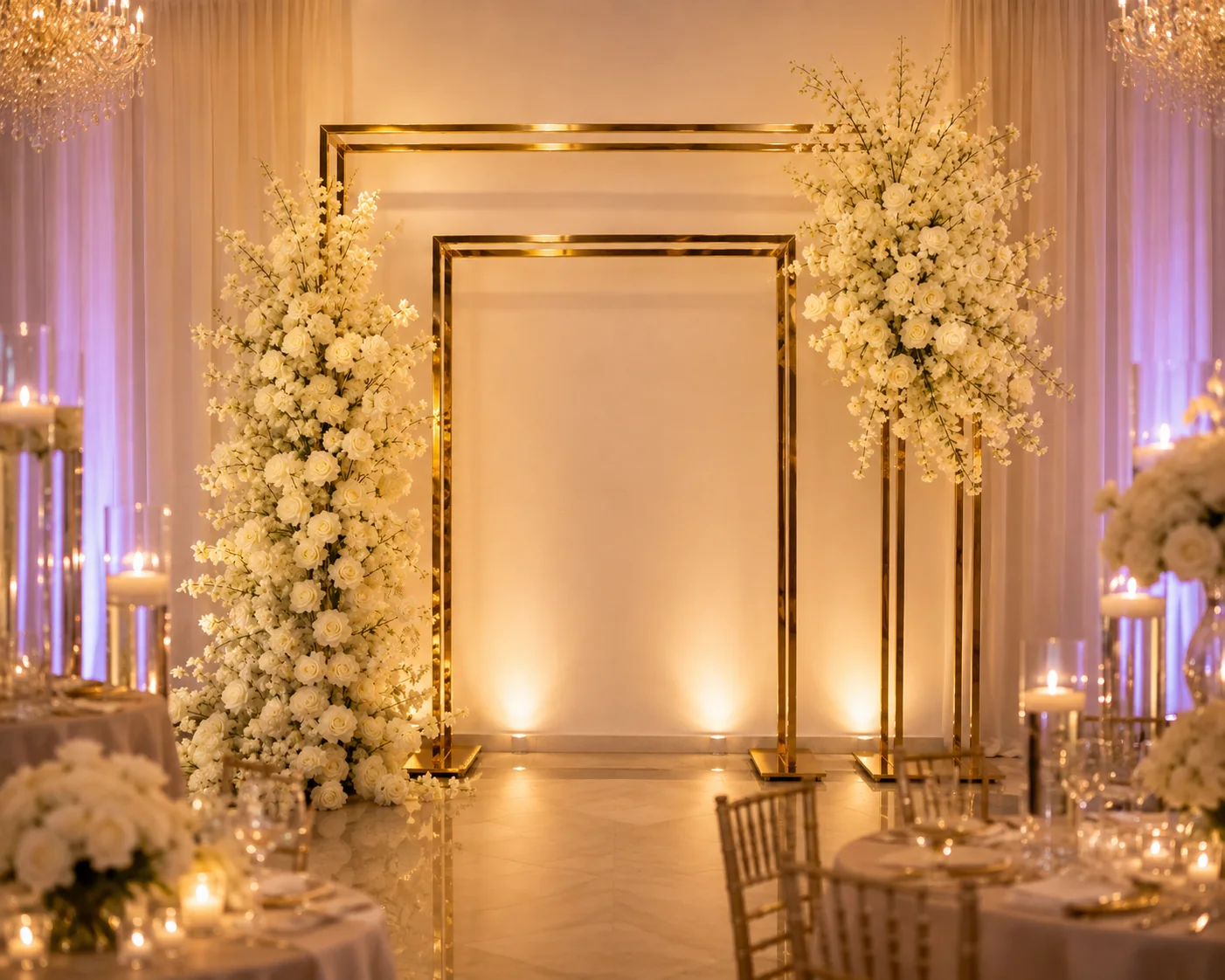 Gold frame white florals